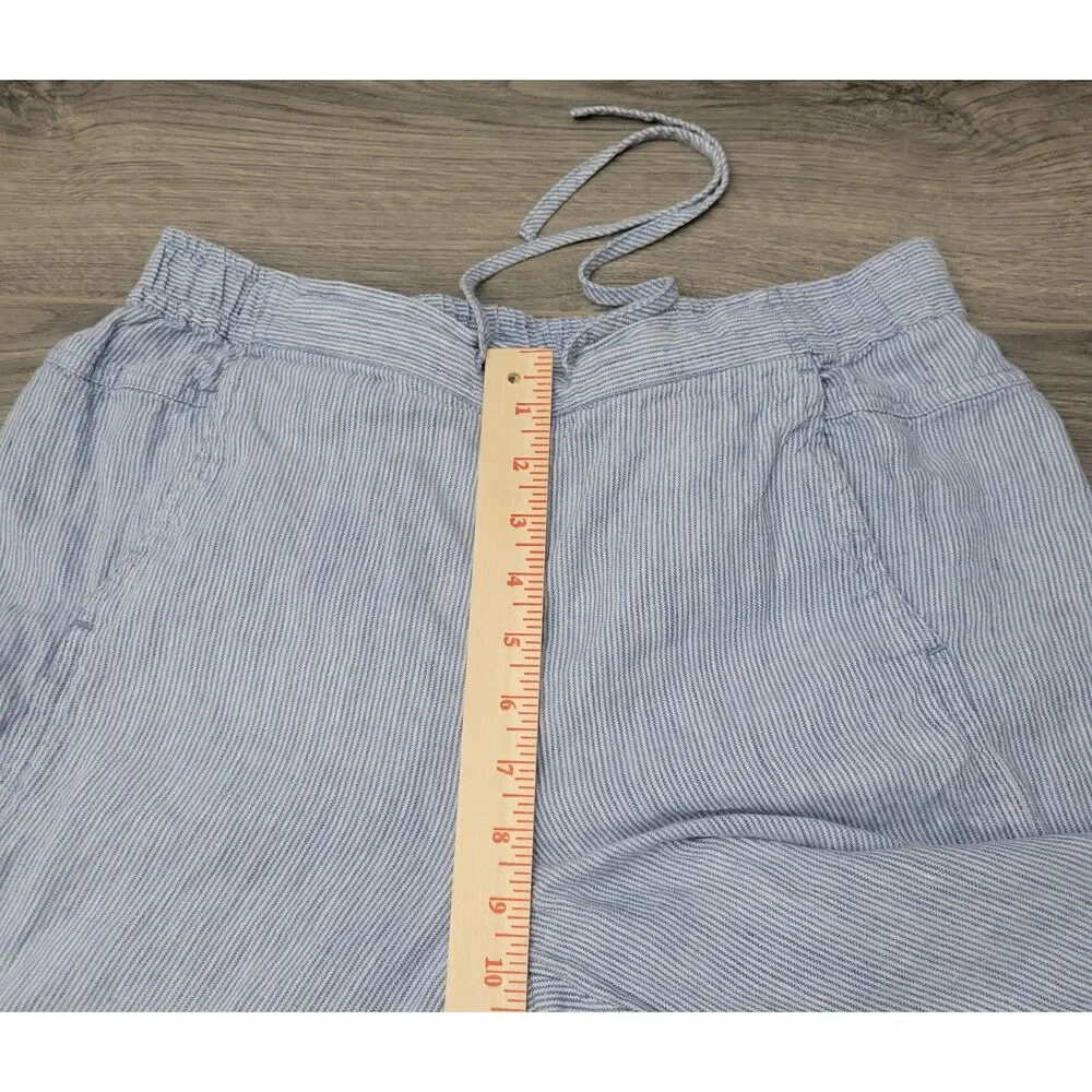 ORVIS 100% Linen Pants S Blue and White Striped Drawstring - Picture 9 of 9